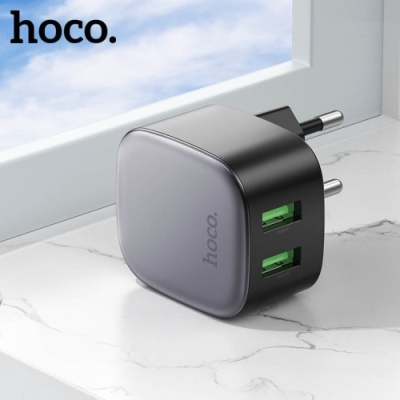 мережевий зарядний пристрій hoco cs34a 2usb/18w/qc3.0 (чорний) 