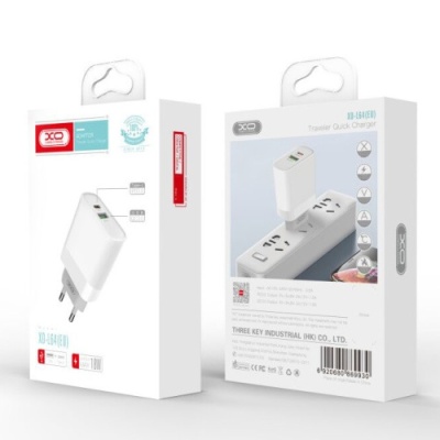 мережевий зарядний пристрій xo l64 1usb/18w/qc3.0 + 1type-c/20w/pd (бiлий) 