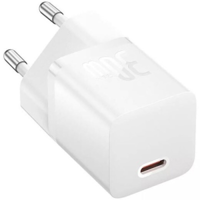 мережевий зарядний пристрій baseus gan5 (ccgn070402) 1type-c/30w/pd (білий) 