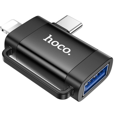 перехідник hoco ua31f lightning/type-c-usb 2in1 (чорний) 