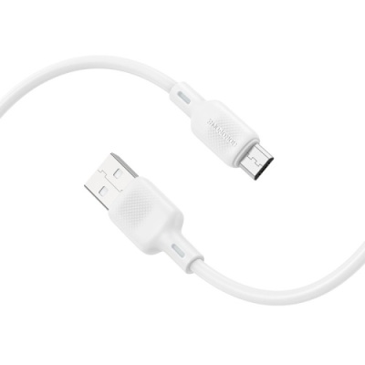 кабель borofone bx113 silicone usb - microusb 2.4a/1m (бiлий) 