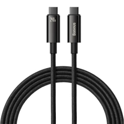 кабель baseus tungsten gold type-c - type-c 240w/2m (cawj040101) (black) 