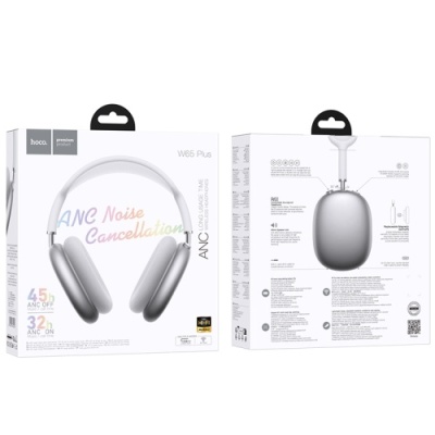 бездротові навушники накладні hoco w65 plus 45h happy anc (silver) 
