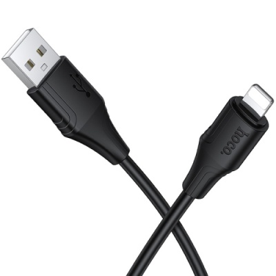 кабель hoco x124 silicone usb - lightning 2.4a/1m (чорний) 