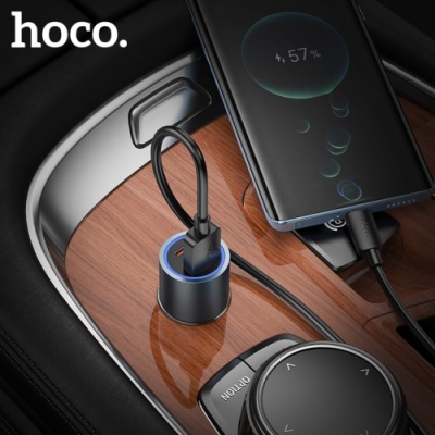 Автомобільний Зарядний Пристрій Hoco Z60 1USB/18W/QC3.0 + 1Type-C/30W/PD (Сірий)