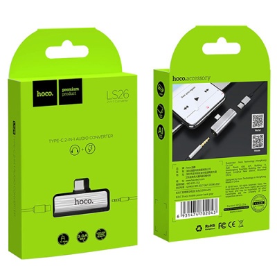 перехідник hoco ls26 type-c - aux (3.5mm) (сталевий) 