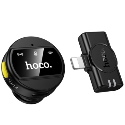 мікрофон петличний бездротовий hoco l21 lightning (чорний) 