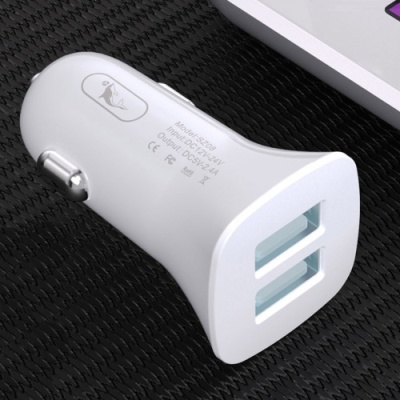 Автомобільний Зарядний Пристрій SkyDolphin SZ08L 2USB/2.4A + (USB - Lightning) (Білий)