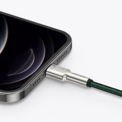 кабель baseus cafule metal usb - lightning 2.4a/2m (caljk-b06) (green) 