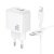 мережевий зарядний пристрій borofone bas44a 1usb/18w/qc3.0 + 1type-c/20w/pd + (type-c - lightning) (білий) 