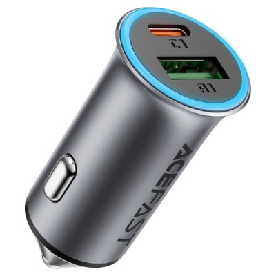 Автомобільний Зарядний Пристрій Acefast B16 PD + QC 3.0 (1 Type-C/1 USB/3A/95W) (сірий)