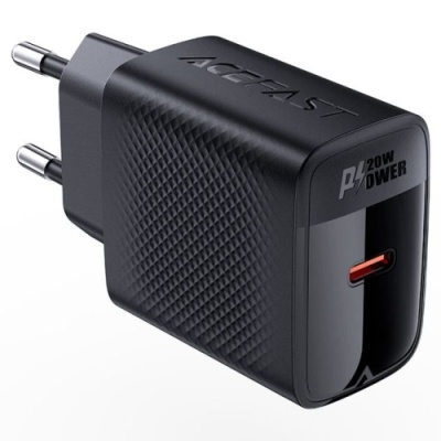 мережевий зарядний пристрій acefast a82 pd20w (1type-c) + type-c - type-c (чорний) 