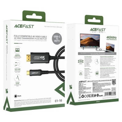 перехідник адаптер acefast c1-10 type-c - hdmi (1.8м) (чорний) 