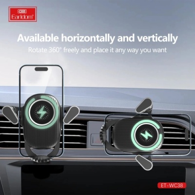 Автотримач Earldom ET-WC38 Gravity AirVent/15W/6.5"/Type-C Black
