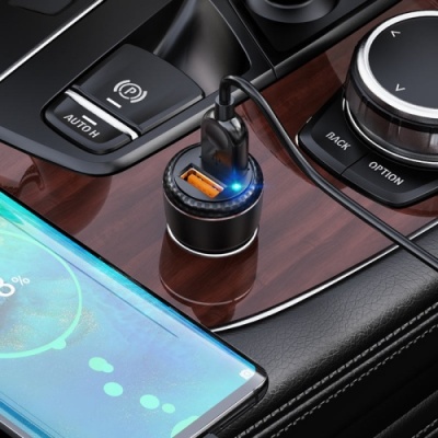 Автомобільний Зарядний Пристрій Borofone BZ17 2USB/18W/QC3.0 + (USB - Type-C) (Чорний)