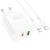 Мережевий Зарядний Пристрій Borofone BA75A Powerfull 1USB/18W/QC3.0 + 1Type-C/30W/PD + (Type-C - Lightning) (Бiлий) мережевий зарядний пристрій borofone ba75a powerfull 1usb/18w/qc3.0 + 1type-c/30w/pd + (type-c - lightning) (бiлий)