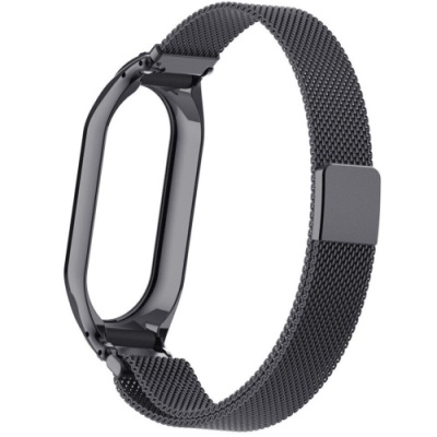 ремінець для xiaomi mi band 8/9/10 (milan vintage weaving vs magnet) (темно-сірий) 