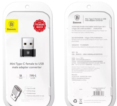 перехідник baseus type-c to usb (black) 