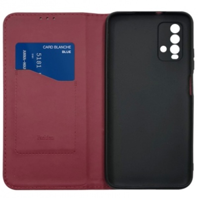 Купить чохол-книжка leather fold для xiaomi redmi 9t (темно-червоний) онлайн