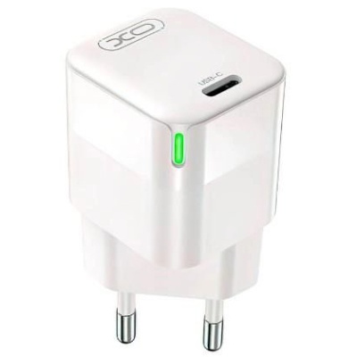 мережевий зарядний пристрій xo ce06 pd 30w gan type-c to lightning (бiлий) 