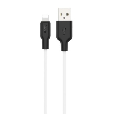 кабель hoco x21 plus silicone usb - lightning 2.4a/2m (чорно-білий) 