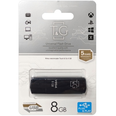 usb флеш-накопичувач t&g 8gb vega 121 (чорний) 