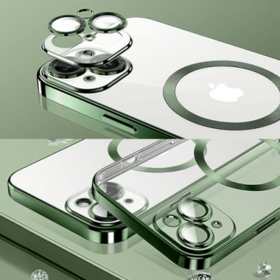 Купить чохол tpu metallic full camera with magsafe для apple iphone 14 (green) онлайн