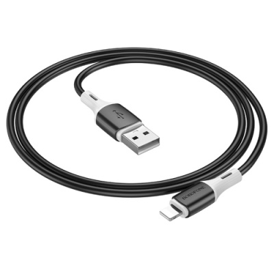 кабель borofone bx79 silicone usb - lightning 2.4a/1m (чорний) 