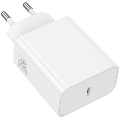 мережевий зарядний пристрій borofone ba109a pd40w (1type-c) (білий) 