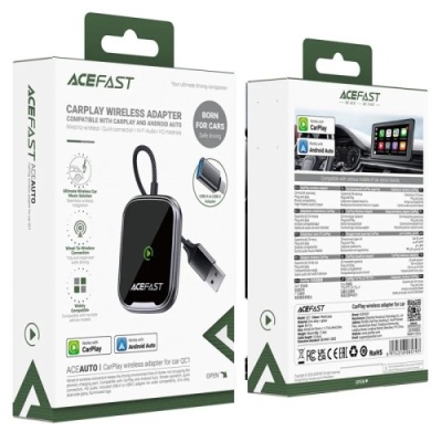 Адаптер бездротовий автомобільний ACEFAST QC1 (CarPlay/Android Auto/адаптер Type-C) (сірий)
