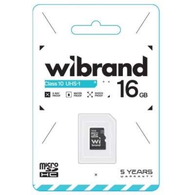 карта пам'яті wibrand microsdhc 16gb uhs-1 10 class (чорний) 