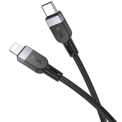 кабель hoco x109 silicone (pd) type-c - lightning 27w/1m (чорний) 