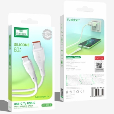 кабель earldom ec-185c-c silicone type-c - type-c 60w/1m (білий) 