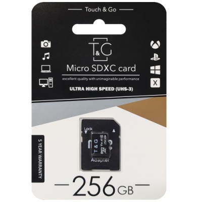 карта пам'яті tg microsdxc 256gb (uhs-3) 10 class + adapter (чорний) 