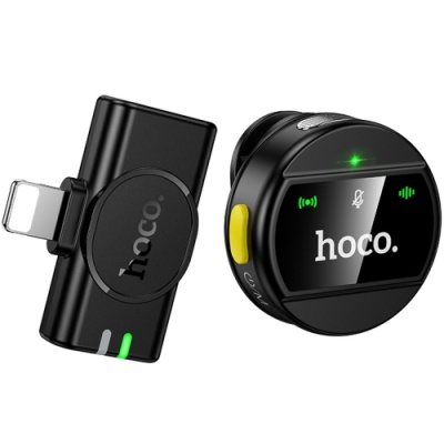 мікрофон петличний бездротовий hoco l21 lightning (чорний) 