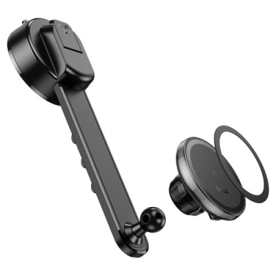 Автотримач Hoco HW25 Magnetic Ring Wireless 15W (Чорний)