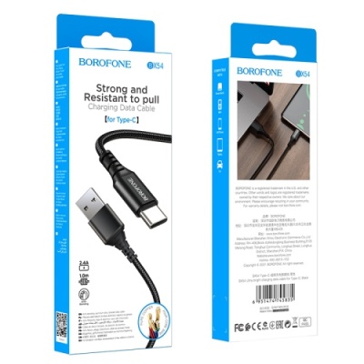 кабель borofone bx54 usb - type-c 2.4a/1m (чорний) 