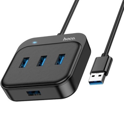 usb hub hoco hb31 easy 4-in-1 converter (usb to usb3.0*4) 1,2m. black 