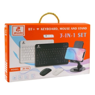 клавіатура безпровідна + миша jeqang jb-986 bt keyboard+mouse+bracket (чорний) 