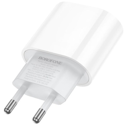 мережевий зарядний пристрій borofone ba100a 1usb-c pd/qc 20w (бiлий) 