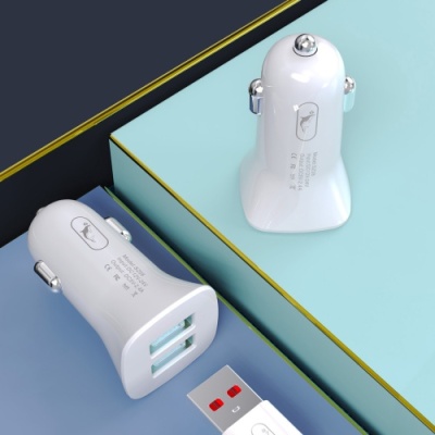 Автомобільний Зарядний Пристрій SkyDolphin SZ09L 2USB/3.4A/15W + (USB - Lightning) (Білий)