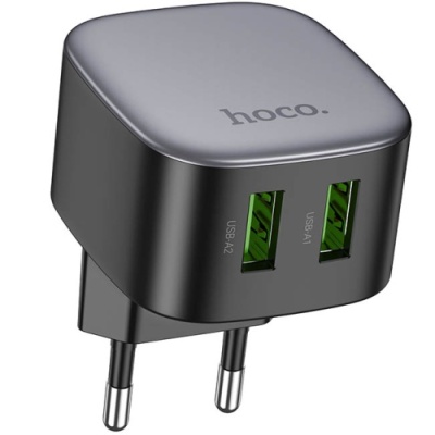 мережевий зарядний пристрій hoco cs34a 2usb/18w/qc3.0 (чорний) 