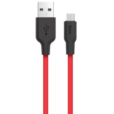 кабель hoco x21 plus silicone usb - microusb 2.4a/2m (чорно-червоний) 