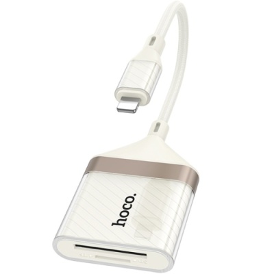 перехідник hoco ua40 2in1 lightning - sd/tf card reader (білий apricot) 