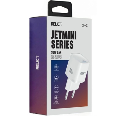 мережевий зарядний пристрій relict jetmini gan 30w/1 usb-c (rcjmgn30-c1w) white 