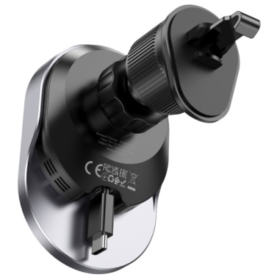 Автотримач Hoco HW12 з безпровідним зарядним пристроєм (Чорно-сірий)