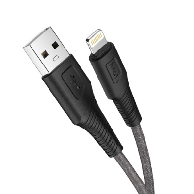 кабель hoco x58 airy silicone usb - lightning 2.4a/1m (чорний) 