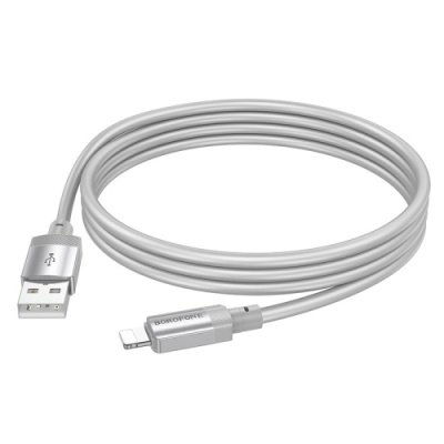 кабель borofone bx108 silicone usb - lightning 2.4a/1m (сірий) 