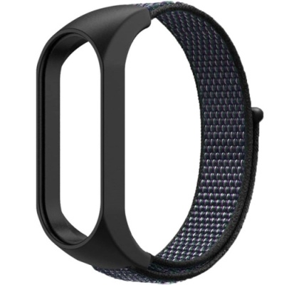 ремінець для xiaomi mi band 5/6/7 nylon (чорно-синій) 