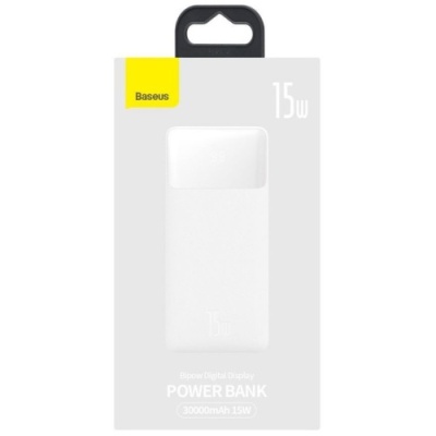 додаткова батарея power bank baseus bipow digital display 15w 30000mah white (ppdml-k02) 